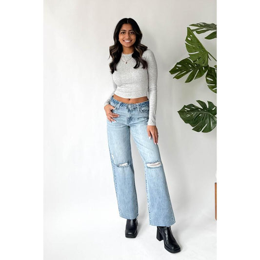 Womens High Waist Light Wash Jeans