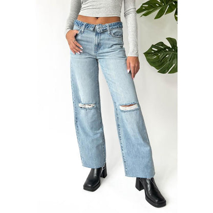 Womens High Waist Light Wash Jeans