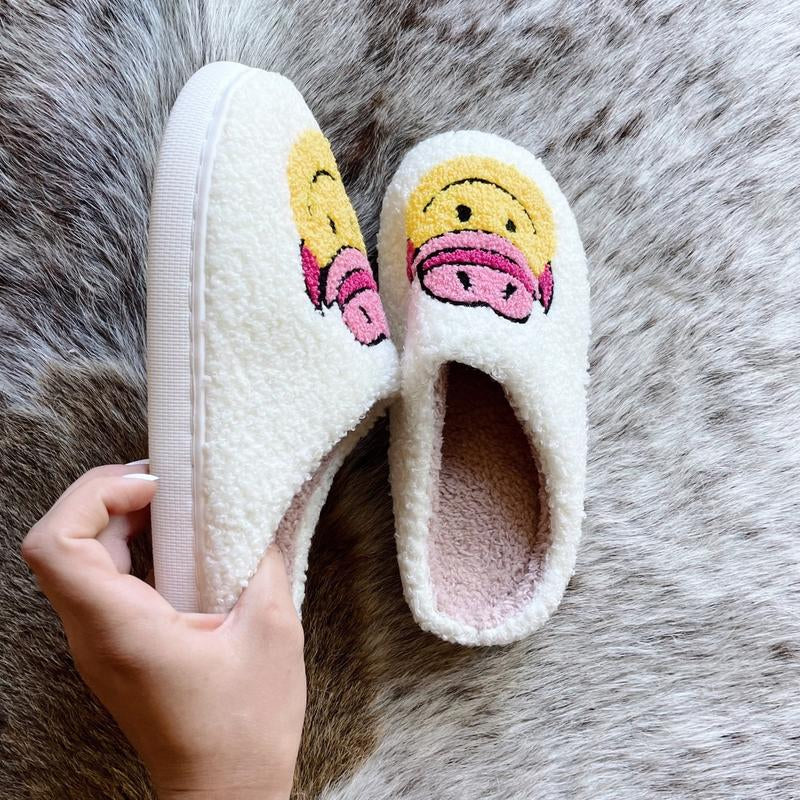 Womens Cowboy Smiley Slippers
