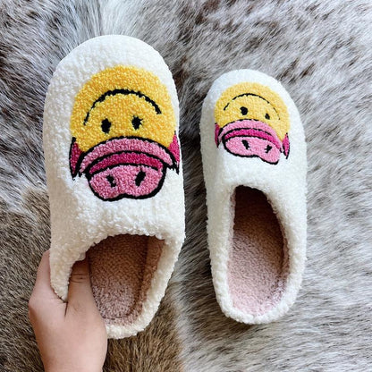 Womens Cowboy Smiley Slippers