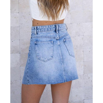 Womens Asymmetrical Mini Denim Skirt