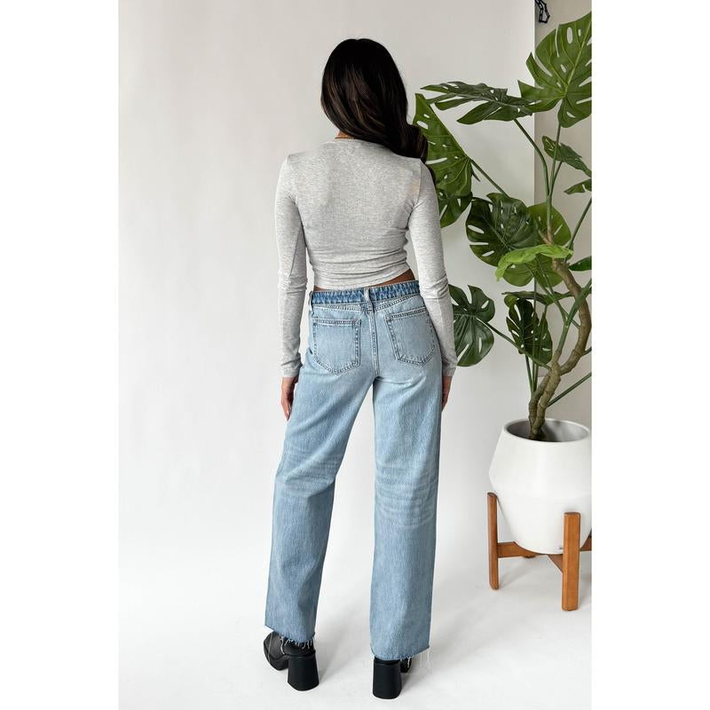 Womens High Waist Light Wash Jeans