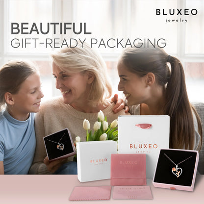 Sterling Silver Necklace for Women Mom Gift for Wife from Husband Valentines Day Girlfriend Rose Heart Necklace for Girlfriend Birthday Gifts Mother Daughter Pendant