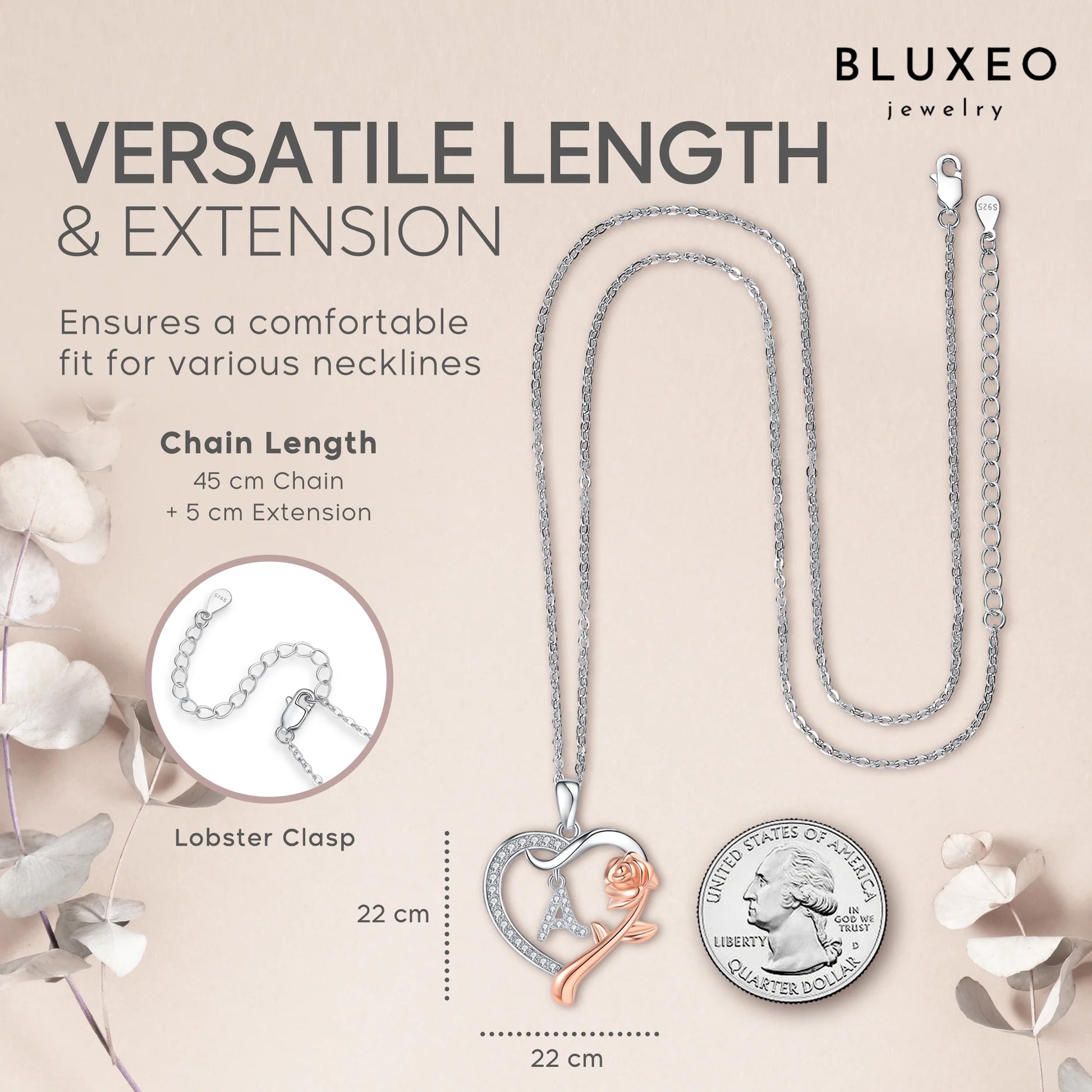 Sterling Silver Necklace for Women Mom Gift for Wife from Husband Valentines Day Girlfriend Rose Heart Necklace for Girlfriend Birthday Gifts Mother Daughter Pendant